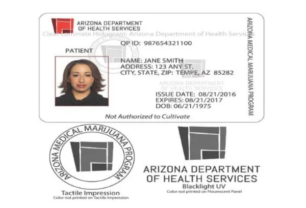 Illustrative Arizona medical marijuana program card