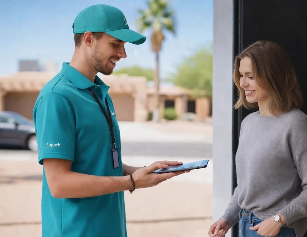 Delivery driver riding through city streets